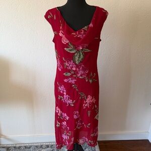 VINTAGE Y2K Beaded Floral Red Dress